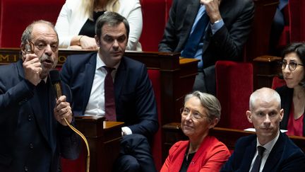 Le garde des Sceaux Eric Dupond-Moretti à l'Assemblée nationale le 7 mars 2023 (MYLENE DEROCHE / MAXPPP)