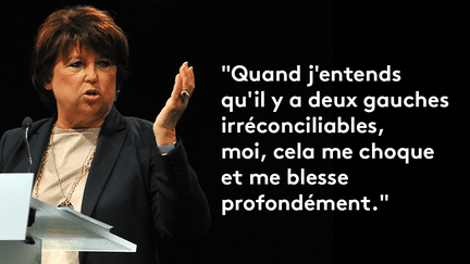 La maire de Lille, Martine Aubry, le 18 septembre 2016 lors d'une conférence de presse. (MAXPPP)