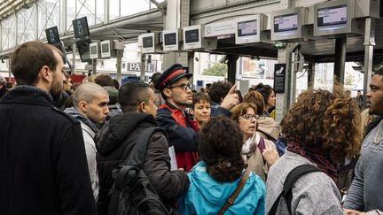 Le hall de la Gare de Lyon, à Paris, pendant un mouvement social de la SNCF, le 20 octobre 2019. (DENIS MEYER / HANS LUCAS)