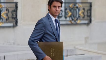 The Minister of National Education, Gabriel Attal, September 13, 2023 at the Elysée.  (LUDOVIC MARIN / AFP)