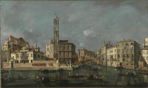 "Le Grand Canal avec l'entr&eacute;e au Cannaregio", de&nbsp;Francesco Guardi (vers 1760-1764). Huile sur toile. 72,5 x 120 cm. Munich, Bayerische Staatsgem&auml;ldesammlungen, Alte Pinakothek. (BPK, BERLIN, DIST. RMN – IMAGE BSTGS – SAMMLUNG HYPOVEREINSBANK, MEMBER OF UNICREDIT)