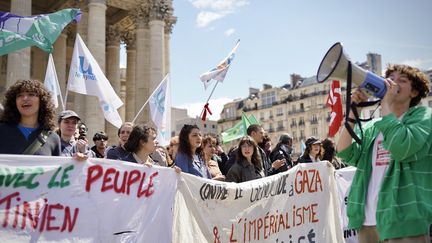 Plusieurs organisations étudiantes avaient appelé à la mobilisation pour la Palestine devant le Panthéon à Paris, le 3 mai 2024. (PIERRE-LOUIS CARON / FRANCEINFO)