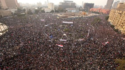 Manifestation place Tahrir au Caire (Egypte) pour protester contre le r&eacute;gime du pr&eacute;sident Hosni Moubarak, le 1er f&eacute;vrier 2011. (SUHAIB SALEM / REUTERS)