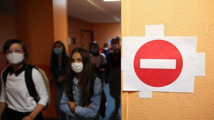 Rennes, 2 septembre 2020.&nbsp; Rentree scolaire au Collège Echange de Rennes, placée sous le signe du masque obligatoire en classe, et des mesures sanitaires.&nbsp; (LE TELEGRAMME / MAXPPP)