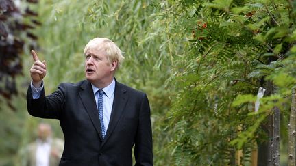 Boris Johnson, pressenti pour devenir Premier ministre britannique, samedi 13 juillet 2019 à Braintree (Grande-Bretagne). (NEIL HALL / AFP)