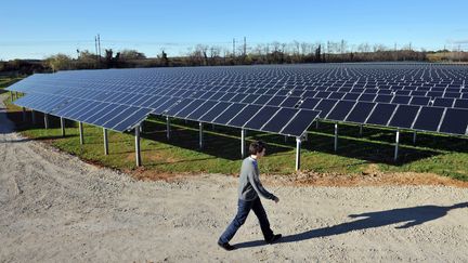 La première centrale solaire photovoltaïque au sol de France métropolitaine est située à Lunel (Hérault). (PASCAL GUYOT / AFP)