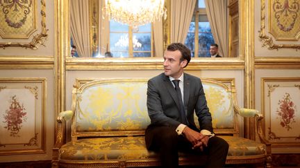 Emmanuel Macron à l'Élysée le 8 février 2019. (LUDOVIC MARIN / POOL)