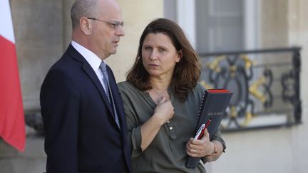 Le ministre de l'Education Nationale, de la Jeunesse et des Sports, Jean-Michel Blanquer, et la ministre déléguée chargée des sports, Roxana Maracineanu (LUDOVIC MARIN / AFP)