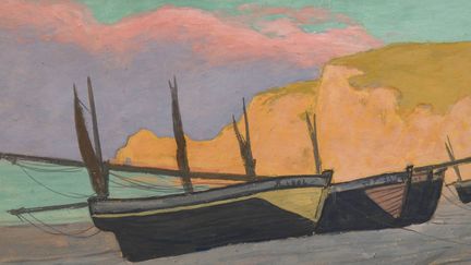 Jean Francis Auburtin, Barques à Etretat, 1902
 (collection particulière / photo : Jean-Louis Coquerel)