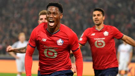 Jonathan David, buteur lors du match de Ligue des champions face à Salzbourg, le 23 novembre 2021. (DENIS CHARLET / AFP)