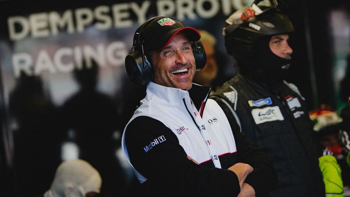 L'acteur américain Patrick Dempsey lors des 24 Heures du Mans 2022 (THOMAS FENETRE / DPPI VIA AFP)