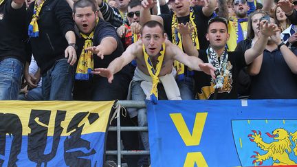 Les supporters de Sochaux en d&eacute;placement &agrave; Reims (Marne), le 20 avril 2014. (FRANCOIS NASCIMBENI / AFP)