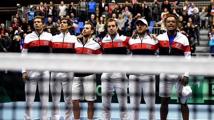 L'équipe de France de Coupe Davis, ici en février 2018. (JEAN-PIERRE CLATOT / AFP)