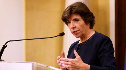 La ministre des Affaires étrangères française, Catherine Colonna, à Beyrouth (Liban), le 18 décembre 2023. (ANWAR AMRO / AFP)