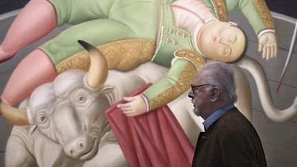 Fernando Botero le 22 novembre 2017 dans l'exposition "Botero, dialogue avec Picasso" à Aix-en-Provence
 (BORIS HORVAT / AFP)