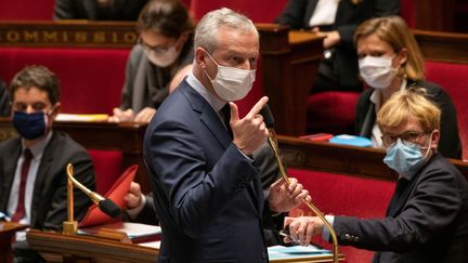 Bruno Le Maire répond à une question au gouvernement, le 3 novembre 2020, à l'Assemblée nationale, à Paris. (JACQUES WITT/SIPA)