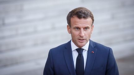 Emmanuel Macron,&nbsp;à l'Élysée, le 12 septembre 2022. (MAXPPP)