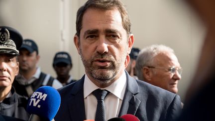 Le ministre de l'Intérieur, Christophe Castaner, s'adresse à la presse, le 21 octobre 2018, à&nbsp;Champigny-sur-Marne (Val-de-Marne). (BERTRAND GUAY / AFP)