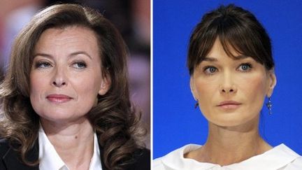 Valérie Trierweiler et Carla Bruni-Sarkozy (PATRICK KOVARIK / AFP)