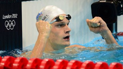 La joie de Yannick Agnel après sa victoire sur le 200m nage libre