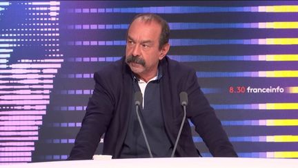 Philippe Martinez,&nbsp;secréaire général de la CGT, était l'invité du "8h30&nbsp;franceinfo" du vendredi 14&nbsp;octobre 2022. (FRANCEINFO / RADIOFRANCE)