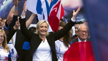 Marine Le Pen, la pr&eacute;sidente du Front national, lors du grand rassemblement du parti le 1er mai 2013. (JOEL SAGET / AFP)