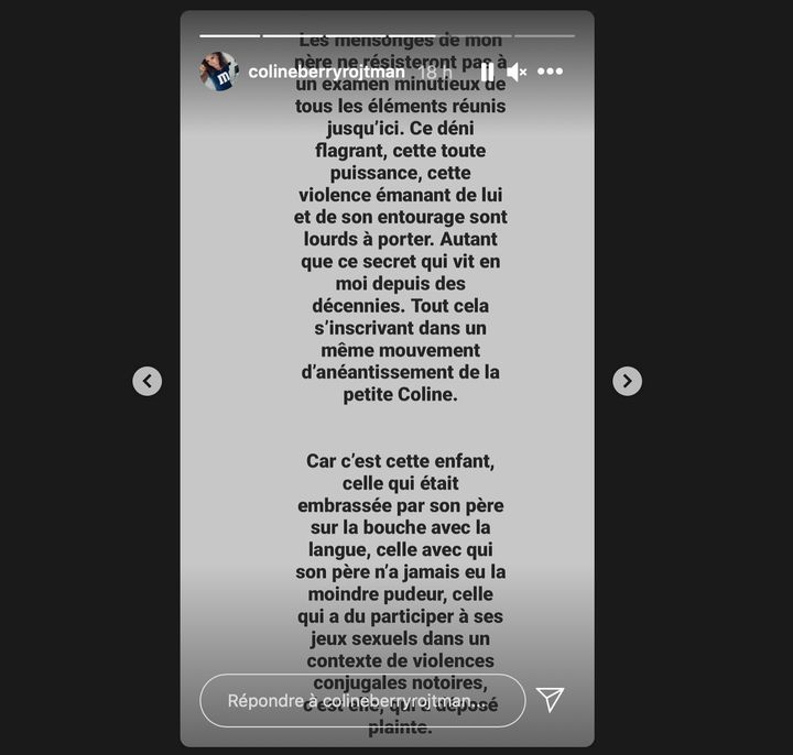 Un message publié par Coline Berry sur Instagram mercredi 3 février 2021. (CAPTURE D'ECRAN INSTAGRAM)