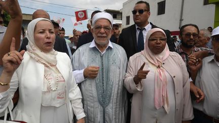 Abdelfattah Mourou, candidat du parti&nbsp;Ennahdha à l'élection présidentielle du 15 septembre 2019. (FETHI BELAID / AFP)