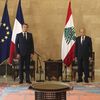 Le président français, Emmanuel Macron, et son homologue libanais, Michel Aoun, à Beyrouth, le 6 août 2020. (THIBAULT CAMUS /AFP)