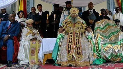 Le nouveau patriarche chrétien de l'Ethiopie, l'abuna Matthias, a été intronisé dimanche 3 mars dans la cathédrale de la Sainte-Trinité d’Addis-Abeba. (AFP PHOTO/JENNY VAUGHAN)