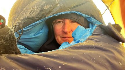 L'alpiniste Sophie Lavaud lors de son ascension du Shishapangma, le 26 avril 2023. (SOPHIE LAVAUD)