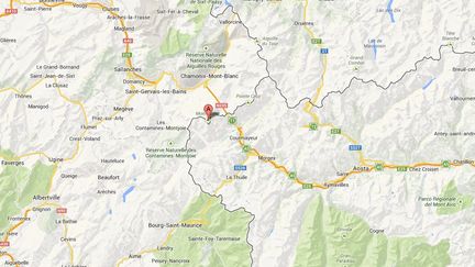 L'avalanche&nbsp;s'est d&eacute;clench&eacute;e dans la nuit du lundi 12 au mardi 13 ao&ucirc;t 2013, dans le massif du Mont-Blanc (Haute-Savoie). (GOOGLE MAP / FRANCETV INFO)