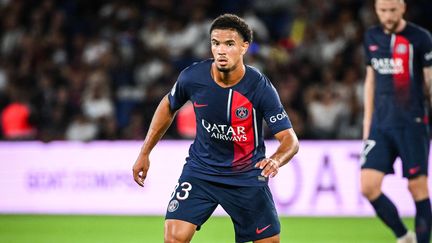 Le milieu de terrain du PSG Warren Zaïre-Emery, au Parc des Princes le 12 août 2023. (MATTHIEU MIRVILLE / AFP)