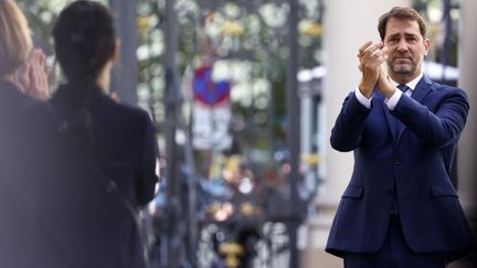 Christophe Castaner lors de son départ du ministère de l'Intérieur, le 7 juillet 2020, à Paris.&nbsp; (THOMAS SAMSON / AFP)