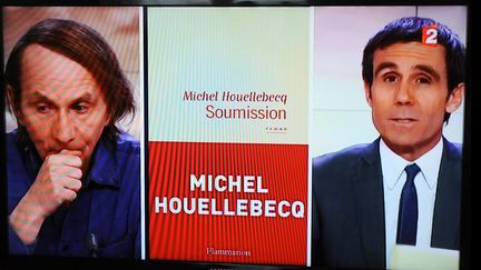 Michel Houellebecq sur le plateau de France 2 le 6 janvier 2014, veillle de la sortie de "Soumission" (Flammarion) et de l'attentat contre Charlie Hebdo
 (MAXPPP)