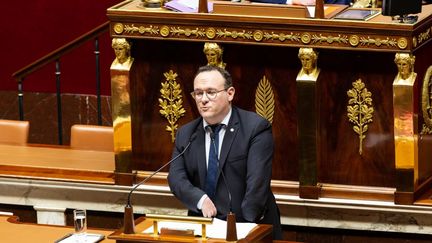 Damien Abad, président du groupe LR à l'Assemblée nationale, le 3 mars 2020. (AMAURY CORNU / AFP)