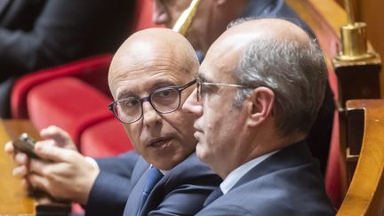 Eric Ciotti et Olivier Marleix, le 29 novembre 2022, à l'Assemblée nationale. (VINCENT ISORE / MAXPPP)