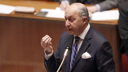 Le ministre des Affaires &eacute;trang&egrave;res Laurent Fabius &agrave; l'Assembl&eacute;e nationale, le 17 mars 2015. (FRANCOIS GUILLOT / AFP)