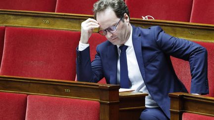 The president of the Renaissance group, Sylvain Maillard, at the National Assembly, December 19, 2023. (LUDOVIC MARIN / AFP)