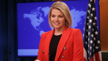 La porte-parole du secrétaire d'Etat des Etats-Unis, Heather Nauert, lors d'une conférence de presse à Washington D.C., le 15 novembre 2018.&nbsp; (YASIN OZTURK / ANADOLU AGENCY / AFP)