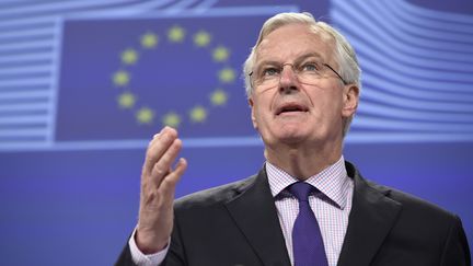 Michel Barnier lors d'une conférence sur la régulation financière de l'Union européenne, le 15 mai 2014.&nbsp; (JOHN THYS / AFP)