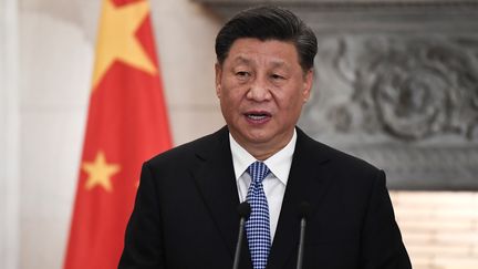 Le président chinois, Xi Jinping, s'exprime lors d'une conférence de presse, le 11 novembre 2019, à Athènes (Grèce). (REUTERS)