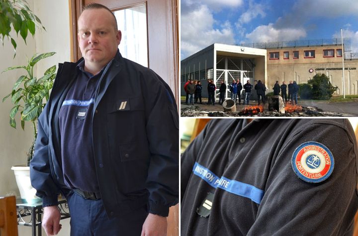 Le 24 avril 2014, le personnel a bloqu&eacute; l'entr&eacute;e du centre p&eacute;nitentiaire de Laon (Aisne), en signe de protestation et de soutien &agrave; Alban. (YANN THOMPSON / ELODIE DROUARD / FRANCETV INFO - REMI VIVENOT / FRANCE 3)