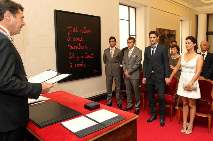 Le mariage d'Hugo et Marine Lloris, le 6 juillet 2012 à Nice (Alpes-Maritimes). (MAXPPP)