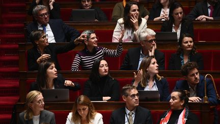 Des députés du groupe EELV-Nupes à l'Assemblée nationale, le 4 octobre 2022. (CHRISTOPHE ARCHAMBAULT / AFP)