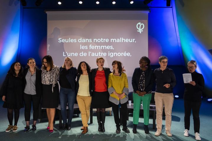 Meeting consacré aux droits des Femmes organisé par La France insoumise le 7 mars 2019, à Bobigny (Seine-Saint-Denis) (STRINGER / AFP)