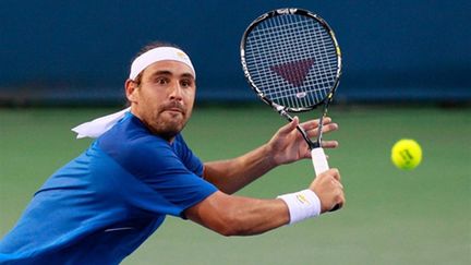 La concentration du Chypriote Marcos Baghdatis à la volée (KEVIN C. COX / GETTY IMAGES NORTH AMERICA)