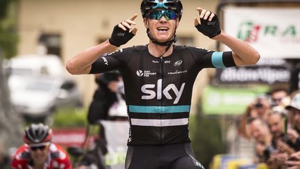 Christopher Froome (Sky) lors de sa victoire sur la 5e étape du Critérium du Dauphiné.  (LIONEL BONAVENTURE / AFP)