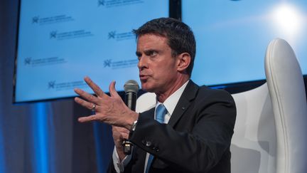 Manuel Valls, lors de son déplacement à Montréal (Québec), le 13 octobre 2016/ (ALICE CHICHE / AFP)