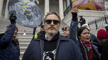 L'acteur&nbsp;Joaquin Phoenix, le 10 janvier 2020 à Washington. (TASOS KATOPODIS / GETTY IMAGES NORTH AMERICA / AFP)